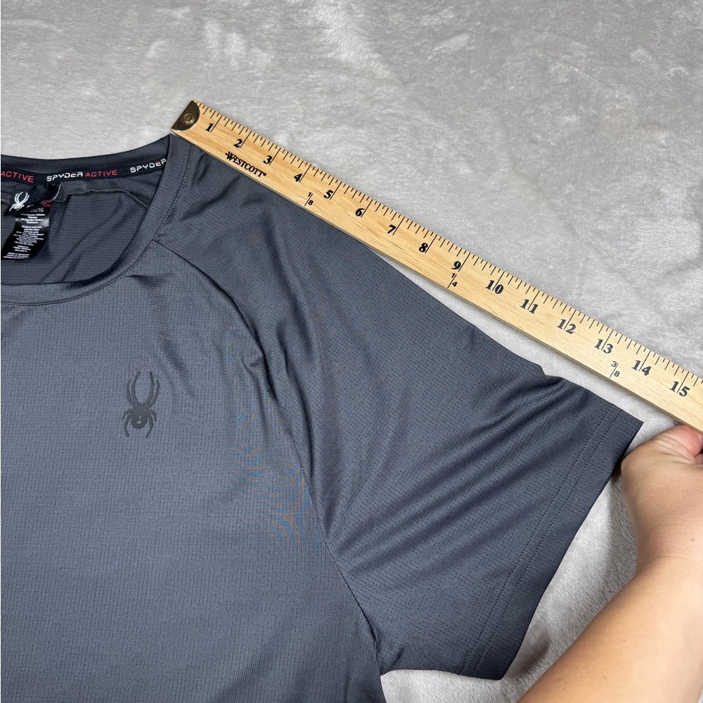 Spyder Men’s Dark Charcoal Grey Athletic Active Crewneck Short Sleeves Tee XL - Picture 8 of 14